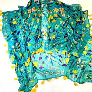 Natural Life Turquoise Floral Wrap
